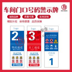 车间门口号码警示牌数字和LOGO可定制 1mmPVC 物流通道 1200&times;400mm